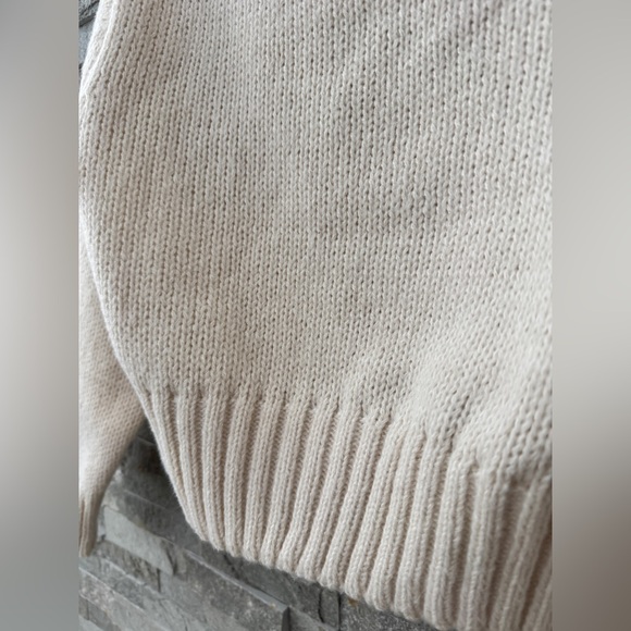 Cream Off White Beige Crewneck Sweater with Sequins XS - Picture 5 of 8